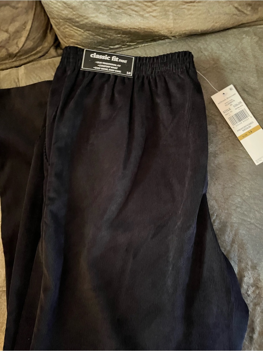 Alfred Dunner Black Corduroy Elastic Waist Trousers